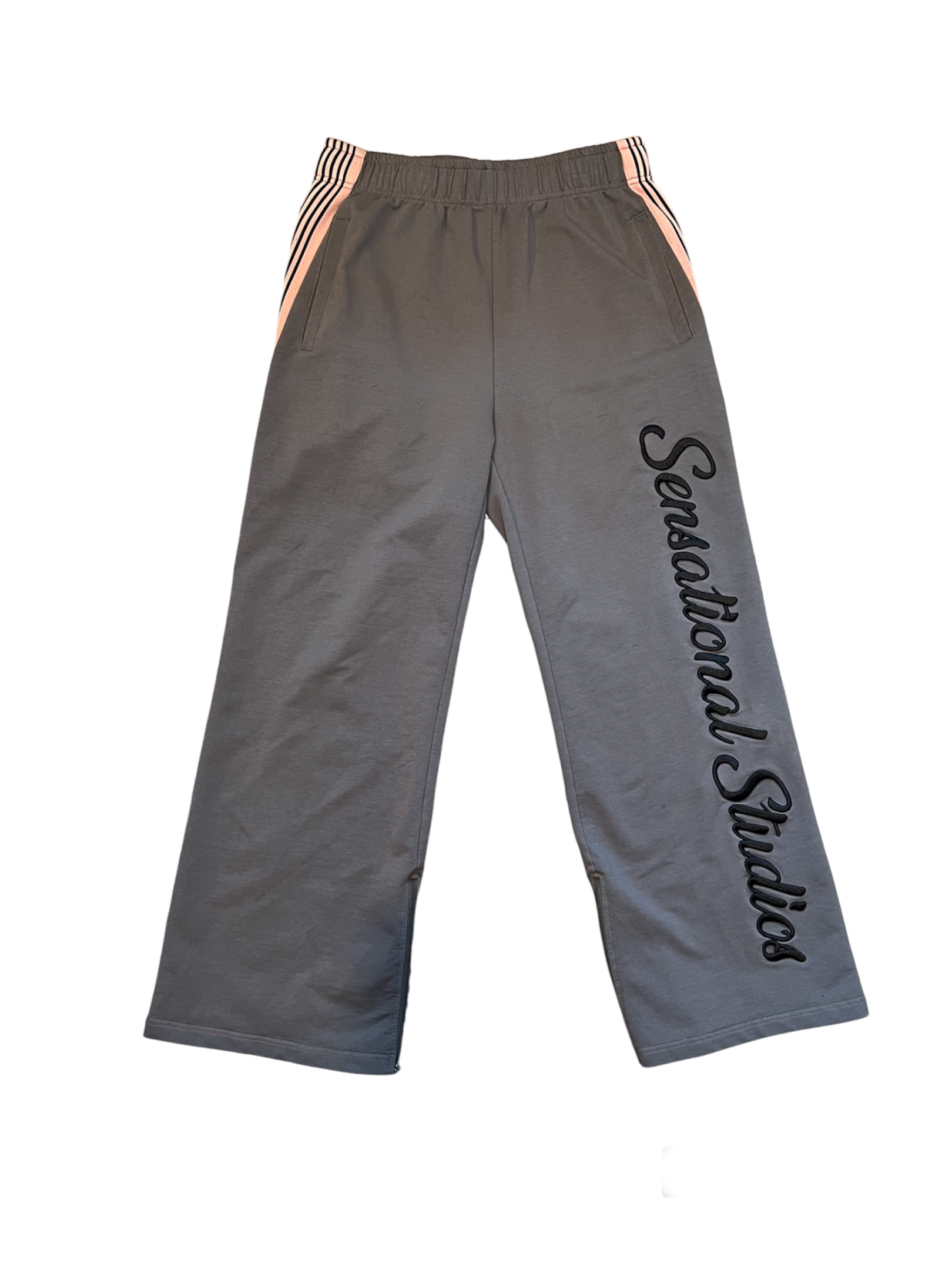 “SS” Wide Leg Track Pants (Gray)